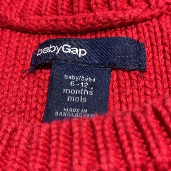 (5 for $25) babyGap, red  cableknit sweater, size 6 to 12 months, EUC - Picture 3 of 4